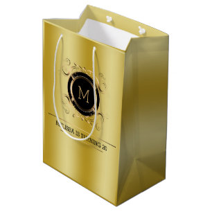 Gold Hintergrund mit Gold und Schwarz Rahmen Mittlere Geschenktüte