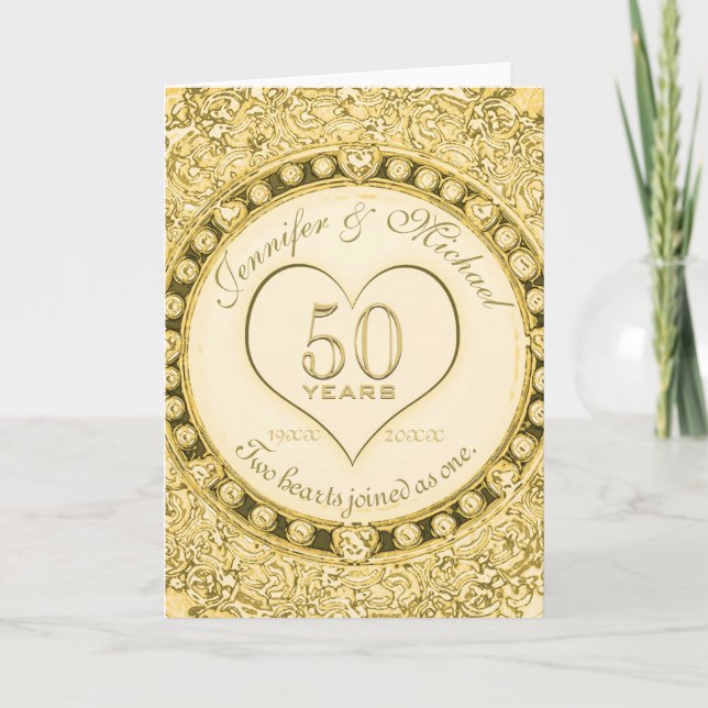 Gold Hochzeit zum 50. Jubiläum Gold Karte (Vorderseite)