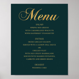 Gold Hochzeitsmenü. Aquamarine Eleganz Poster