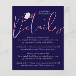 Gold-Hochzeitsprogramme für Navy Blue Rose