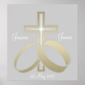 Gold-Hochzeitsrennen und Cross-Customizable-Poster Poster
