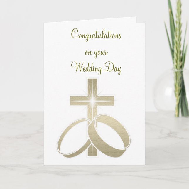 Gold-Hochzeitsringe und Kreuzkunst Karte (Vorderseite)