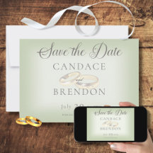 Gold Hochzeitsrings auf Sage Save the Date Card