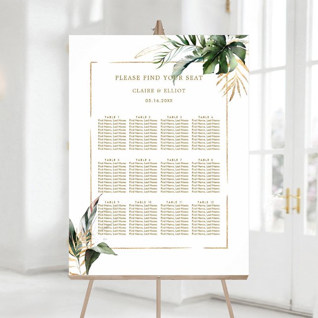 Gold-Hochzeitstabelle für tropische Foliage Poster (Von Creator hochgeladen)