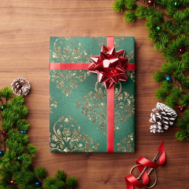 Gold Holiday Christmas Metallic Damask Elegante Geschenkpapier (Feiertagsgeschenk)