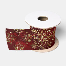 Gold Holiday Christmas Metallic Damask Elegante  Satinband
