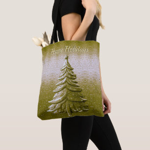 Gold Holiday Christmas Tree Sac fourre-tout