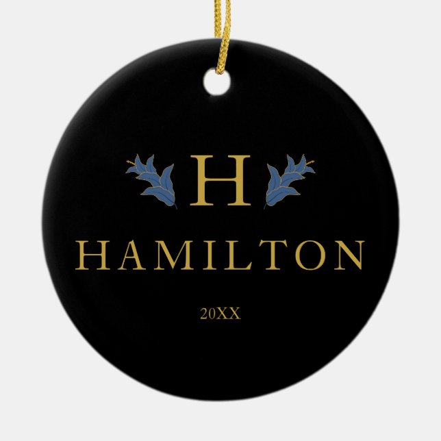 Gold Holiday Monogram New Foto Ornament (Vorne)