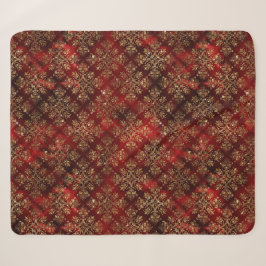 Gold Holiday Red Christmas Metallic Damask Elegant Sherpadecke