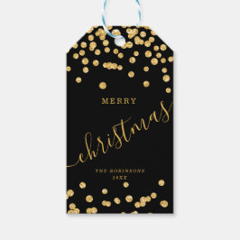 Gold Holiday Weihnachten Glitzer Confetti Black Geschenkanhänger