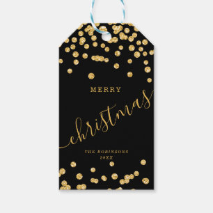 Gold Holiday Weihnachten Glitzer Confetti Black Geschenkanhänger