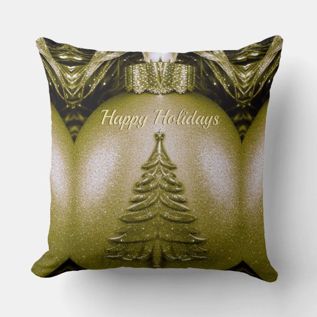 Gold Holiday Weihnachts-Ball Throw Kissen (Vorderseite)