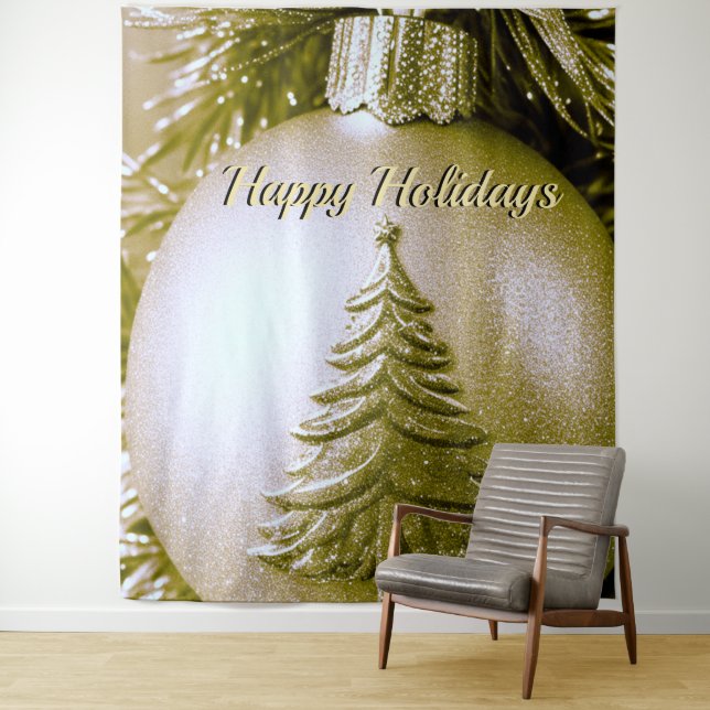 Gold Holiday Weihnachtsball Hintergrund Wandteppich (Beispiel)