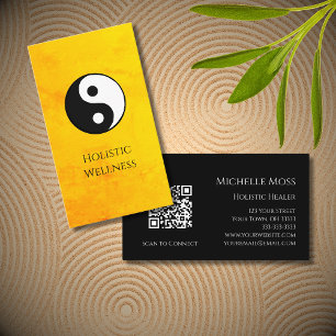 Gold Holistic Wellness Yang Symbol QR Code Visitenkarte