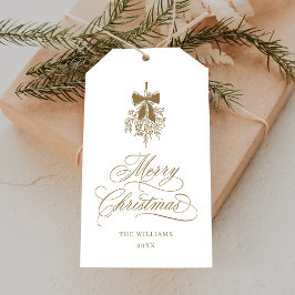 Gold Holly Berry Bouquet Romantische Frohe Weihnac Geschenkanhänger