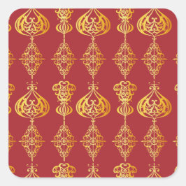 Gold Holly Stars Holiday Glitzer Quadratischer Aufkleber