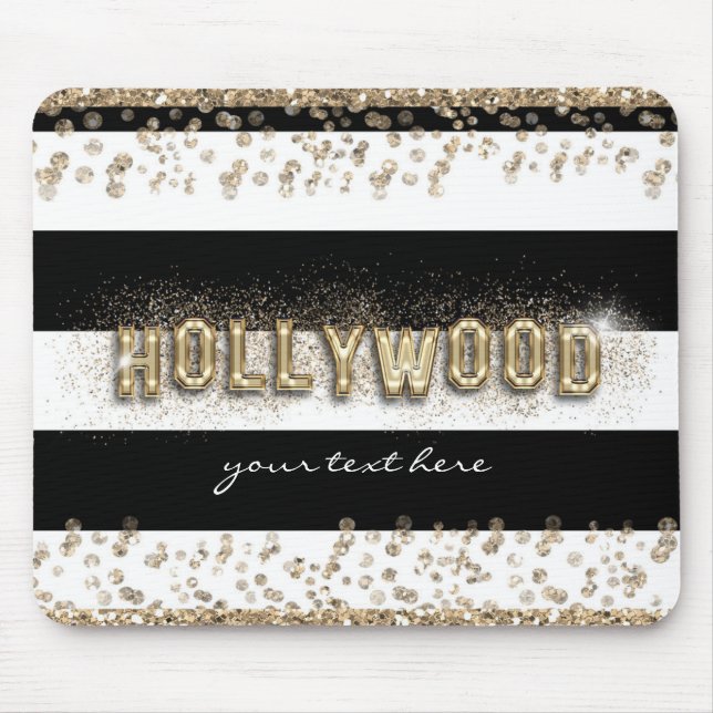 Gold Hollywood Black & White Stripes Mouse Pad Mousepad (Vorne)