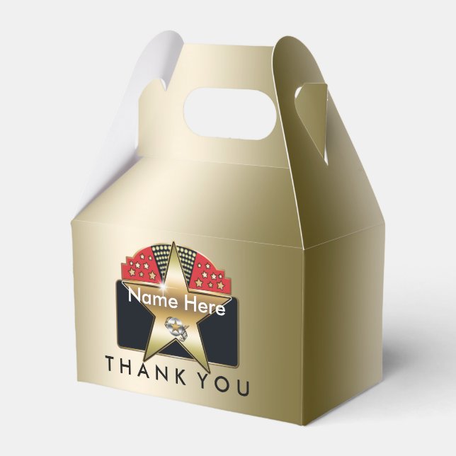 Gold Hollywood CUSTOM Geburtstagsparty Gefälligkei Geschenkschachtel (Vorderseite)