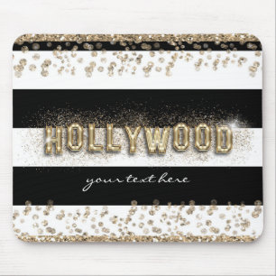 Gold Hollywood Schwarz-Weiß-Gestreifte Mauspad
