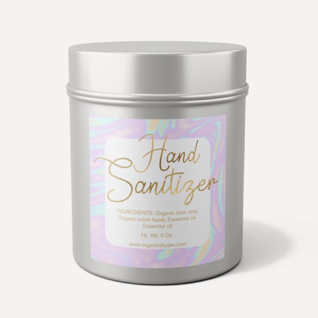 Gold Holographic Chic Hand Sanitizer Labels Quadratischer Aufkleber (Von Creator hochgeladen)