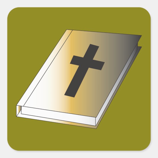 Gold Holy Bible with Black Cross Religious Quadratischer Aufkleber (Vorderseite)
