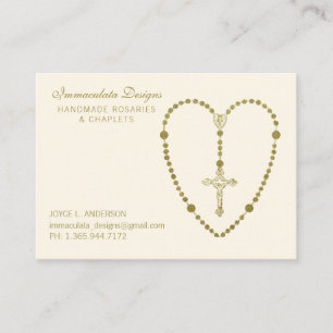 Gold Holy Rosary Crucifix Religious Business Card Visitenkarte