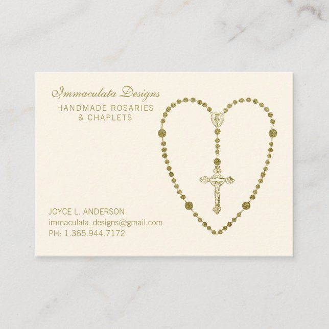 Gold Holy Rosary Crucifix Religious Business Card Visitenkarte (Vorderseite)