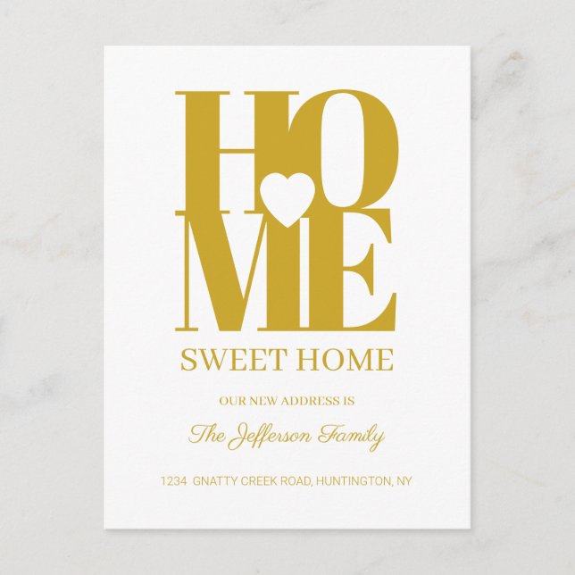 Gold Home Sweet Home Moving Faire-part Carte posta (Devant)