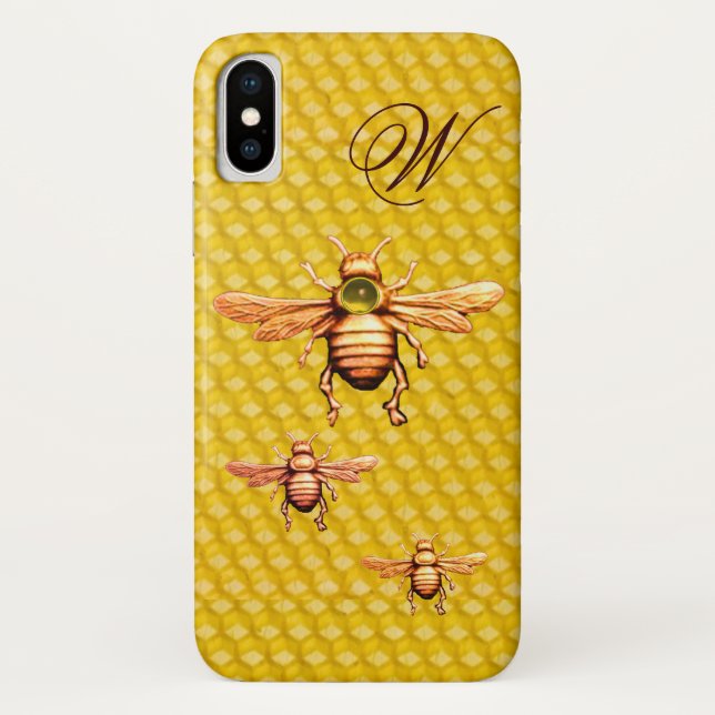 GOLD HONEY BEES MONOGRAM Case-Mate iPhone HÜLLE (Rückseite)