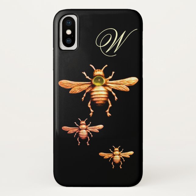 GOLD HONEY BEES MONOGRAM Case-Mate iPhone HÜLLE (Rückseite)