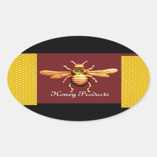 GOLD HONEY BIE / BEEKEEPER BEEKEEPING OVALER AUFKLEBER
