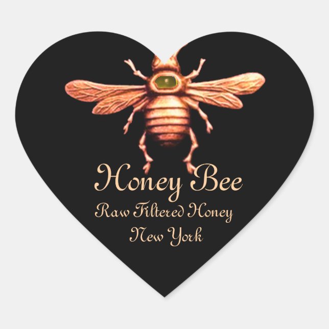 GOLD HONEY BIE / BEEKEEPER BLACK HERZ Herz-Aufkleber (Vorderseite)