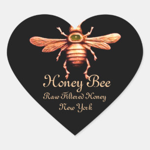GOLD HONEY BIE / BEEKEEPER BLACK HERZ Herz-Aufkleber