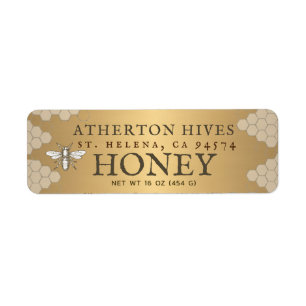 Gold Honey Label mit Bienen - erhältlich in 3 Größ