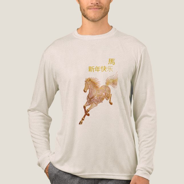 Gold Horse Chinese New Year 2026  Tri-Blend Shirt (Vorderseite)