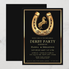 gold Horse Derby Party Equestrian Einladung