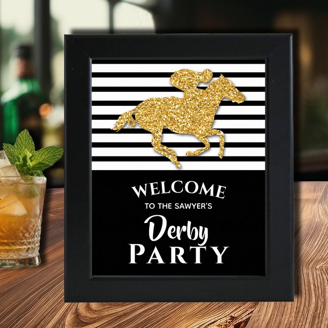 Gold Horse Derby Willkommen Poster (Gold racehorse Derby party Welcome poster INSTANT DOWNLOAD and/or PRINTED, (frame not included))