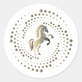 gold horse racing Logo Design Runder Aufkleber
