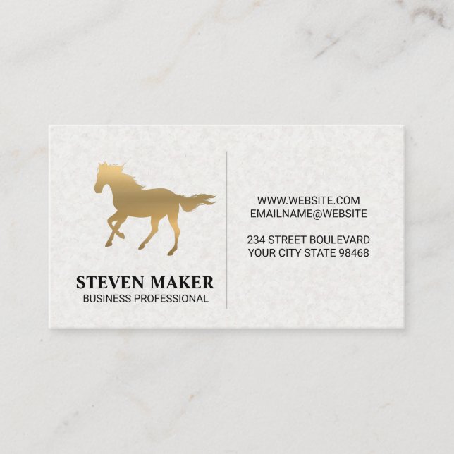 Gold Horse | Reitkarte Visitenkarte (Vorderseite)