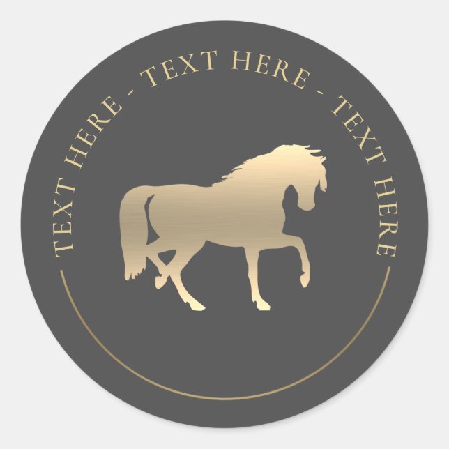 Gold Horse Runder Aufkleber (Vorderseite)