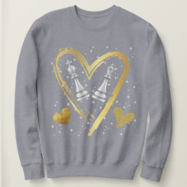 Gold Hört King und Queen Schach Stücke | Sweatshirt