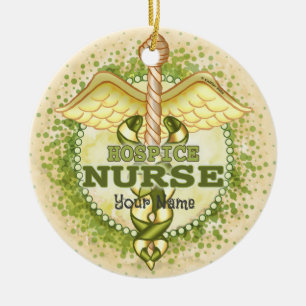 Gold Hospiz Krankenschwester Caduceus Ornament