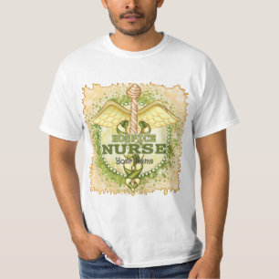 Gold Hospiz Krankenschwester Caduceus T-Shirt
