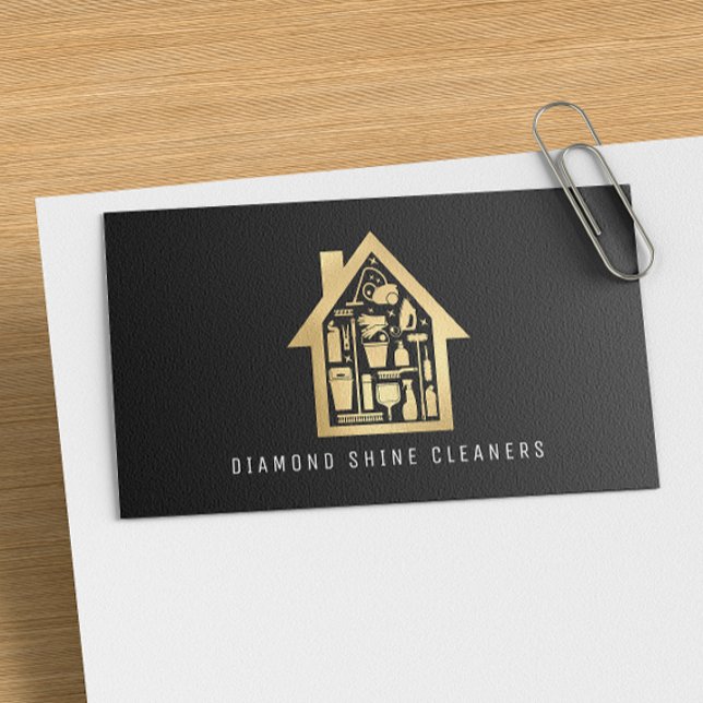 Gold House Clearing Services Business Card Visitenkarte (Von Creator hochgeladen)
