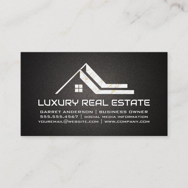Gold House Logo aus weißem Marmor Visitenkarte (Vorderseite)