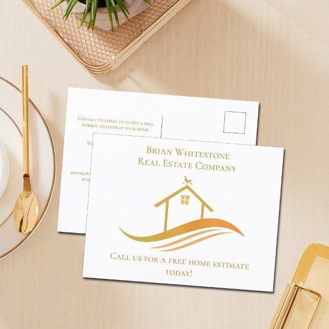 Gold House Logo für Real Anwesen Company Postkarte (Von Creator hochgeladen)