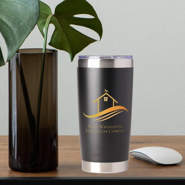 Gold House Logo für Real Anwesen Company Thermobecher (Von Creator hochgeladen)