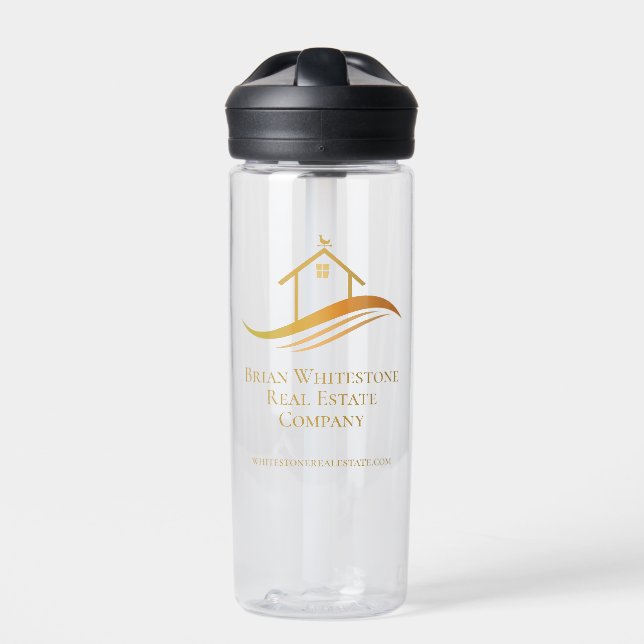 Gold House Logo für Real Anwesen Company Trinkflasche (Vorderseite)