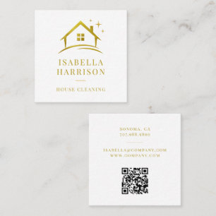 Gold House Reinigungs-QR-Code Quadratische Visitenkarte