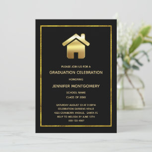 Gold House Symbol Real Anwesen Design Abschluss Einladung